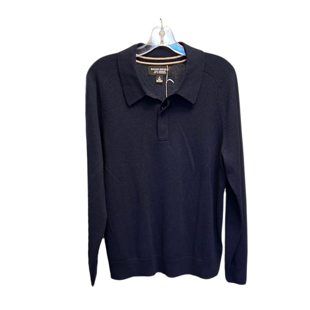 Banana Republic Cashmere Long Sleeve Polo - Navy
